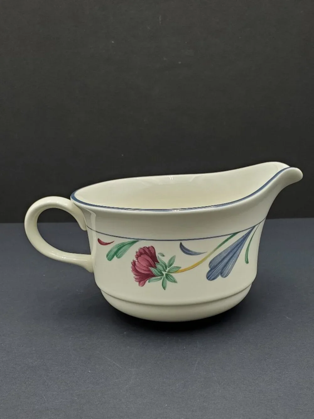 Lenox Poppies on Blue Open Sauce Boat Chinastone Gravy Boat Large Creamer